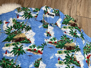 Vintage Puritan Hawaiian Shirt Mens Size XXL Rayon Island Hut Beach Shirt